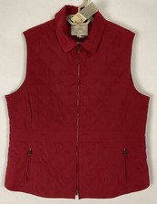 Faconnable Nwt Womens Quilted Full Zip Vest Jacket Large L Red Poly/nylon New