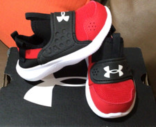 New Under Armour BINF Runplay Toddler Shoes Size 6 K Black Red