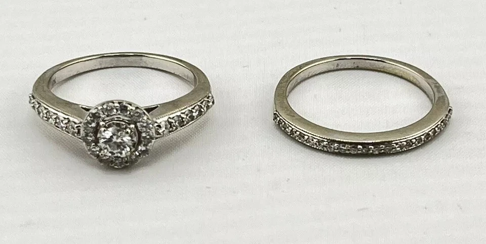 10k 5.28g White Gold Halo 2 Band Wedding Set Size 7 Gorgeous!!! - Image 4 of 4
