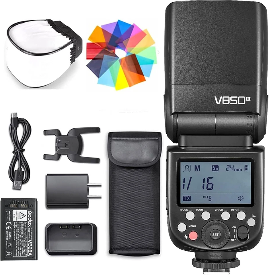 US Godox V850III GN60 1/8000s Cámara HSS Flash Speedlight 2600mAh Batería Li-ion Foto 3 de 4