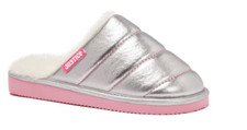 Justice Girls Slip-on Metallic Silver Scuff Slippers NWT Size 2/3