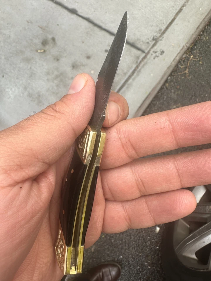 EDC FOLHING BLADE POCKET KNIFE DAMASCUS STEEL HUNTING CAMPING 246 - Image 3 of 4