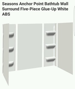 Details About Bath Tub Shower Wall Surround 5 Piece White Glue Up Wall Kit 6 Shelves New