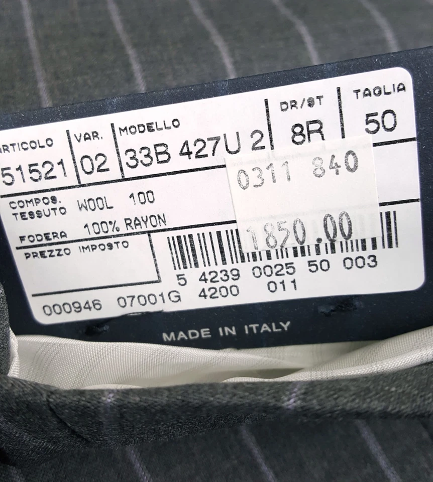 NEW Pal Zileri 40R Gray Purple Striped Suit Flat Pants 35x34 Full Canvas - Image 4 of 4