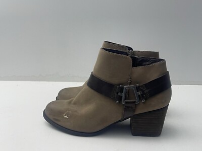 Aldo Damen-Stiefeletten mit seitlichem Reißverschluss grau Leder Harness Frye Größe UK 7   B83