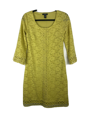 Alfani Crochet Lace Dress Women's Size XS Yellow Scoop Neck Spring Summer  Dress | eBay
