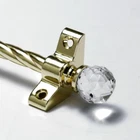 13 X Polished Brass Stair Rods - 3/8" x 28.5" - Candy Twist - Crystal Finial