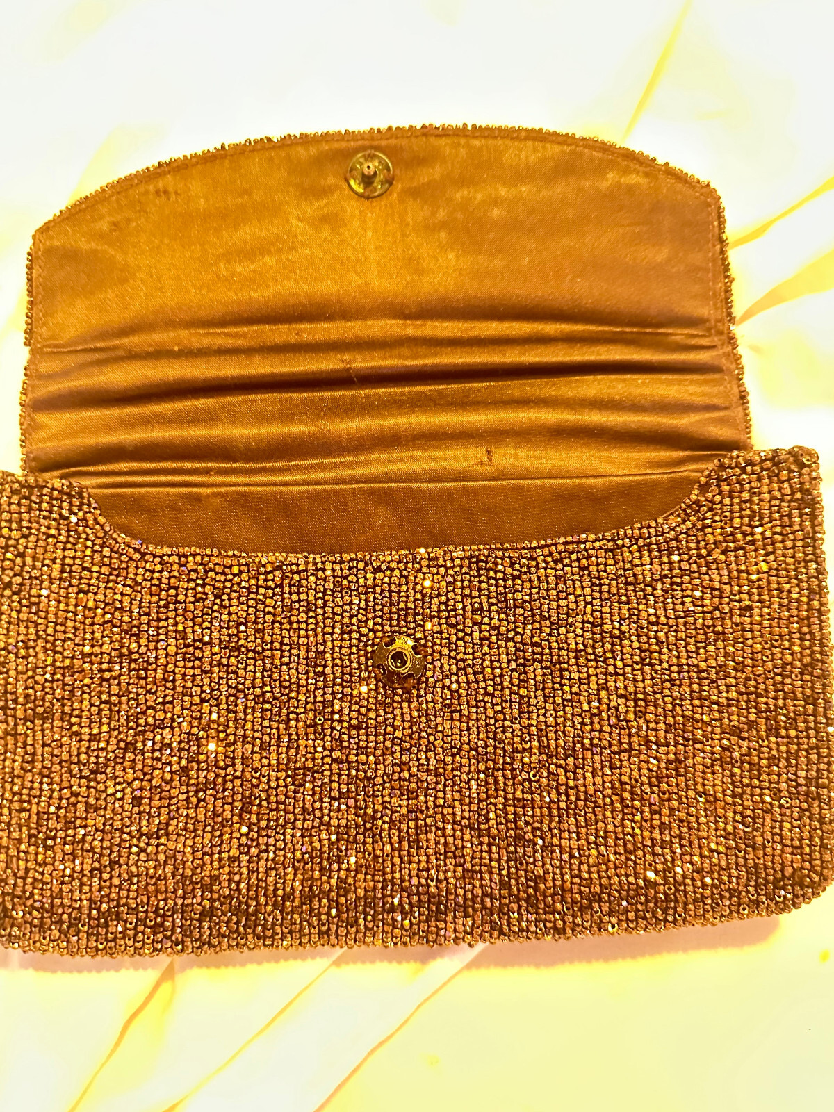 Vintage 1950’s French Brown Evening Bag  BEADED - image 9