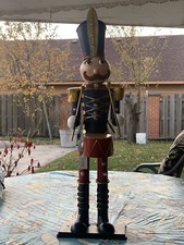 Oversized 32  Lighted Blue/Brown Metal LED Nutcracker