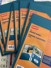 7X Staples Poly 2-Pocket Presentation Folders Blue 39392, Hold 100 pages Each,