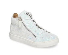 Giuseppe Zanotti 258068 Girls/Big kids Natalie High Top Sneaker Silver Size 1