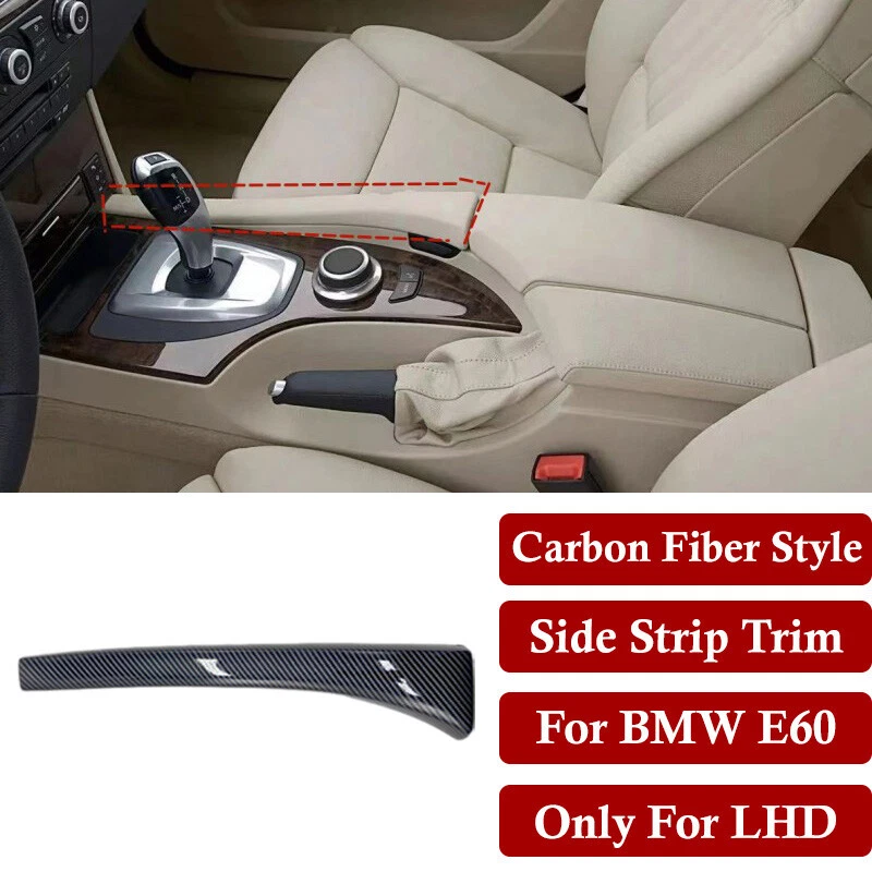 Console central estilo fibra de carbono acabamento tira lateral para BMW E60 E61 2004-2010 - Imagem 4 de 4