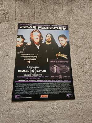 FPOT144 MAGAZINE ADVERT 12X8'' FEAR FACTORY : REMANU ACTURE.