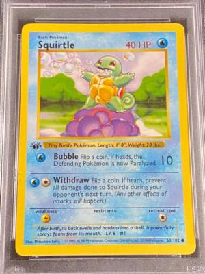 ゼニガメ Squirtle (1st Edition)Shadowless 美品 1999 POKEMON 1ST EDITION SHADOWLESS SQUIRTLE #63 PSA 9 MINT. | eBay