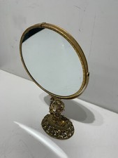 Espejo de tocador giratorio de pie Matson Silvertone vintage rosas Hollywood Regency