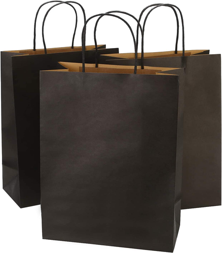 Gift Bags Large 100Pcs Balck Shopping Bags Bulk 10X5X13 Inches Paper Bags, Retai - Picture 11 of 12