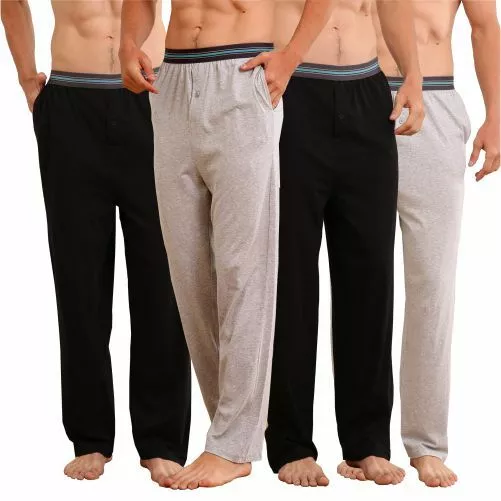 Men's 2 Jersey, Elastic Waistband w. Pockets, Button Fly, Pajama Sleep Pants