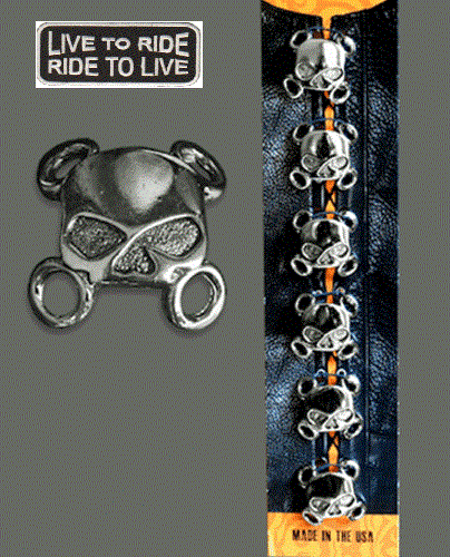 WILLIE G SKULL SIDE LACE VEST EXTENDER 6PC VEST EXTENDER w/ FREE BIKER PATCH! - Picture 1 of 5