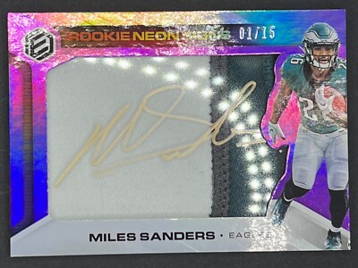 2019 Panini Elements Miles Sanders Rookie Neon Signs PRIME Patch Auto 1/15