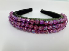  Bespoke Handmade Pink Sparkle Beads Crysta Crown Hairband/headband Moss Green .