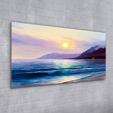Acrylglasbild Wandbild Plexiglas 100x50 Kunst Morgens   Wellen Malerei