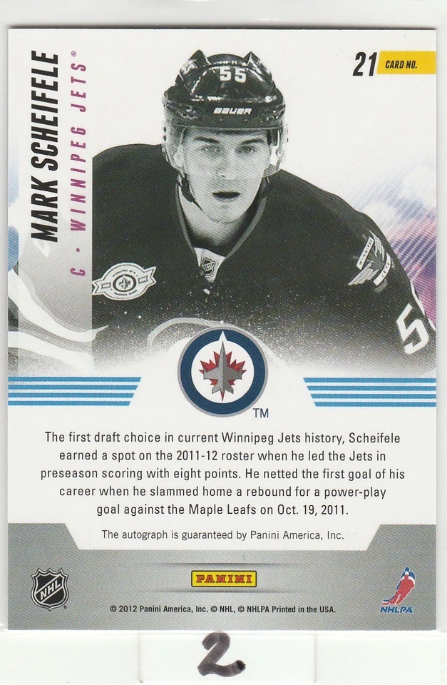 2011 11-12 Panini Titanium New Wave Autographs #21 Mark Scheifele - Image 4 of 4