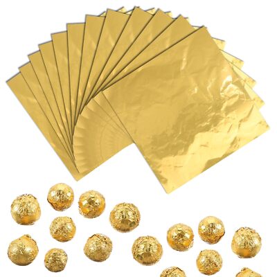 100PCS Gold Foil Chocolate Bar Wrappers 6x6'' Gold Aluminum Foil Candy Wrapper...