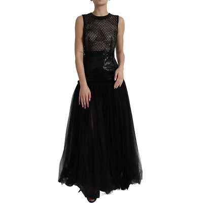 Dolce & Gabbana Elegant Black Sequined Evening Dress