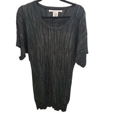 Max Studio Womens Size S Black White Knit Short Sleeve Sweater Dress