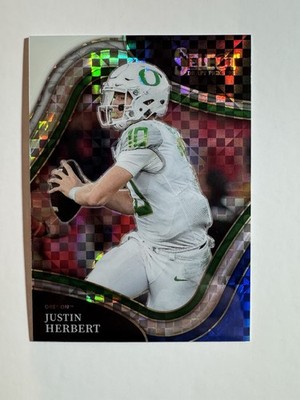 2022 Select Draft Picks Blue & White Squares 73/75 Justin Herbert Field Level