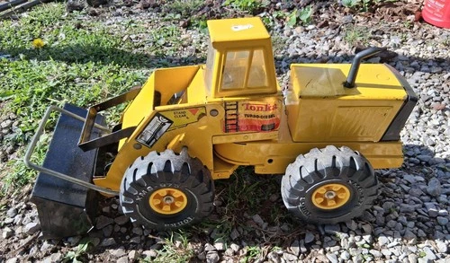 Tonka Pressed Steel Yellow Black Loader Construction Vehicle Toy