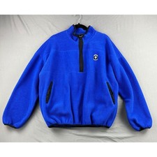 Stearns Fleece Pullover Mens Large 1/4 Zip Blue Vintage Made in USA Good