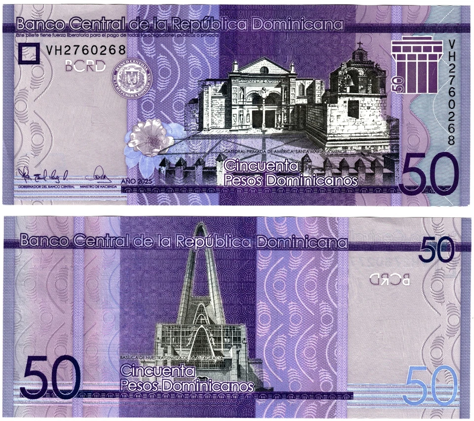 2025 Dominican Republic 50 Pesos Banknote P189 UNC - Bild 1 von 1