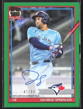 2026 Topps Series 1 #91A-GSP George Springer 1991 75th On Card Auto Green /99