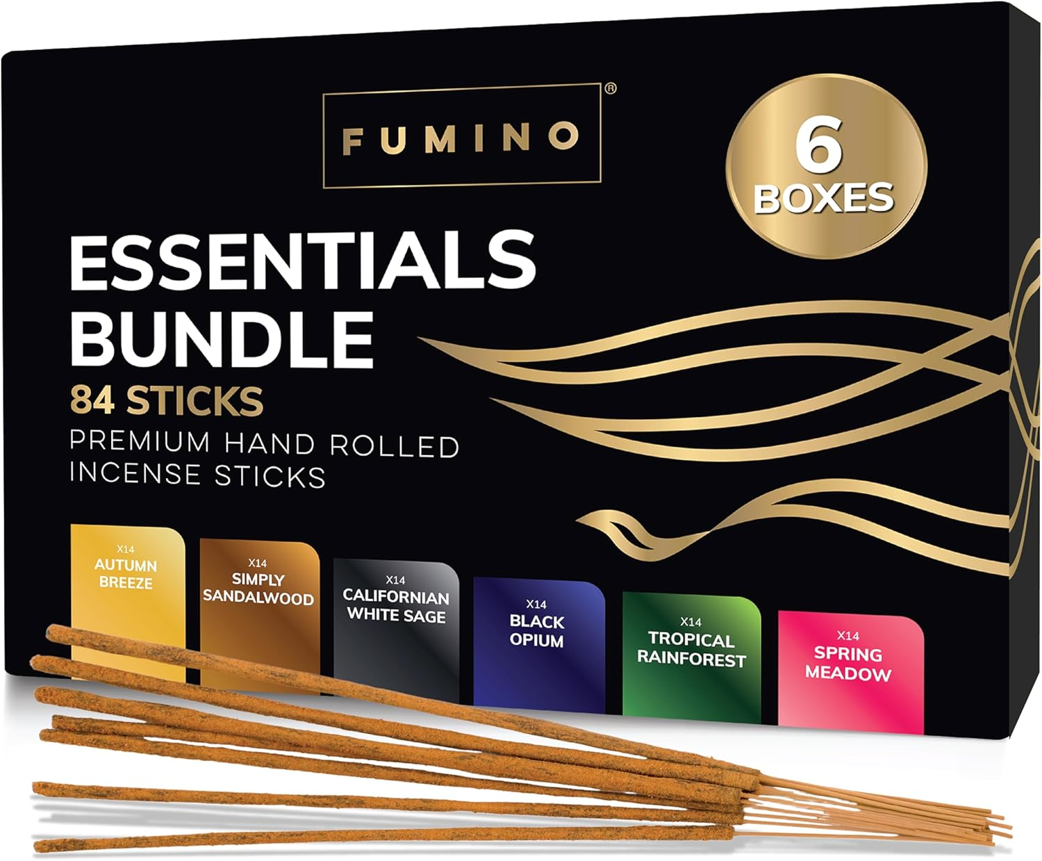 Fumino Fresh Incense Sticks 6 Box Set 84pcs Masala Agarbatti Meditation Relax