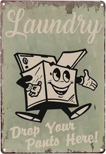 PXIYOU Laundry Drop Your Pants Here Vintage Retro Metal Sign Home Bathroom Laund