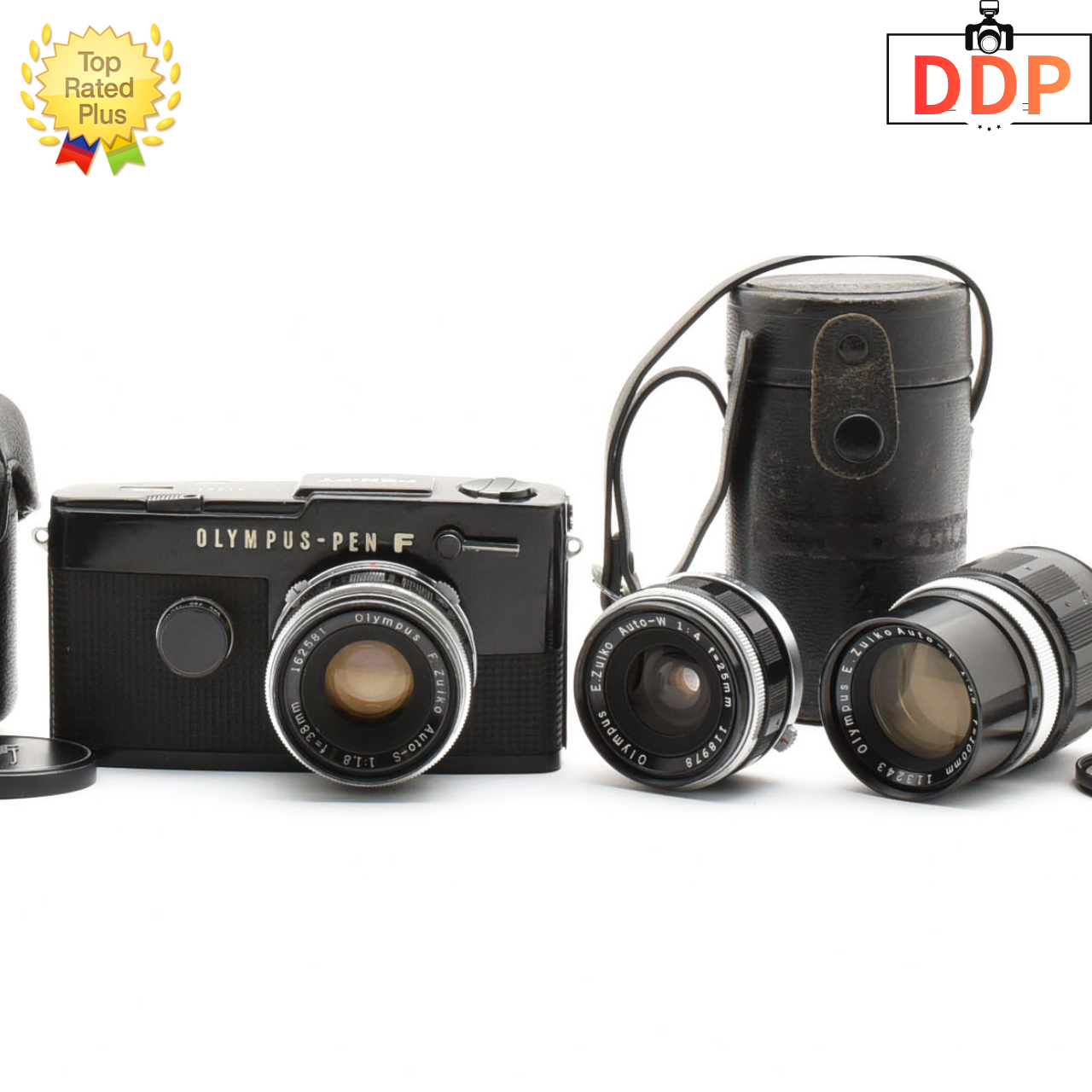 3Lens [N MINT] Olympus Pen FT Half Frame Film Camera Black 25mm 38mm 100mm JAPAN