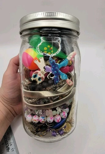 Jewelry Jar Mystery Lot Vintage Costume Jewelry, Branded Unbranded