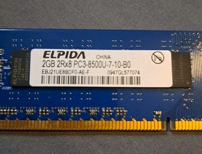 Elpida 2GB RAM 2Rx8 PC3-8500U-7-10-B0 EBJ21UE8BDF0-AE-F