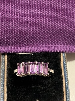 Wunderschöner großer marokkanischer Amethyst Sterling Silber Ring Gr. R