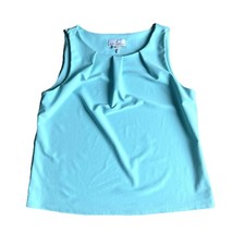 Jude Connally Catalina Cloth Tank Top Small Aqua Rouched Neckline