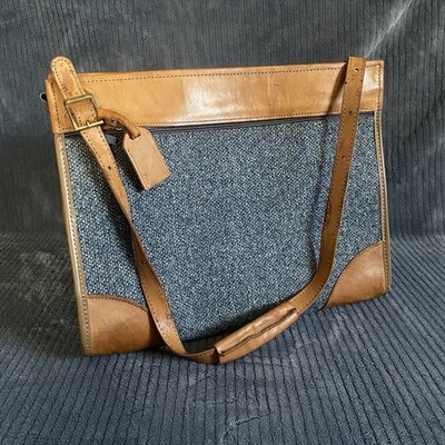 Hartmann Tweed Tan Brown Leather Carry On Overnight Bag Vintage 17 X 13
