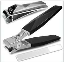 Set Of Finger Nail Toenail Clippers & Nail File New, Thick Large Wide Jaw Lock