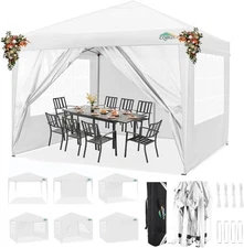COBIZI 10x10 Pop Up Canopy Tent 4 Sidewalls Party Waterproof UPF 50+