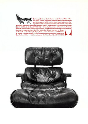1959 Eames Lounge Chair Swiss Print   Herman Miller Vitra MCM 