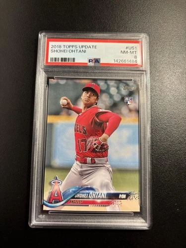 2018 Topps Update Series - Shohei Ohtani #US1 Pitching, Red Jersey (RC) PSA 8