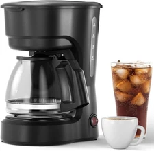 Electactic 5-Cup Drip Coffee Maker, Delay Brew, Keep Warm Plate, 25oz Water Res