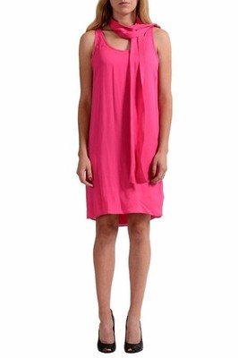 Dsquared2 Women's 100% Silk Scarf Decorated Bright Pink Dress US XS IT 38