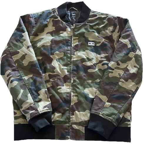 OBEY Worldwide Outbound Camo Bomber Jacket Size Men's Medium Full Zip - product listing photo