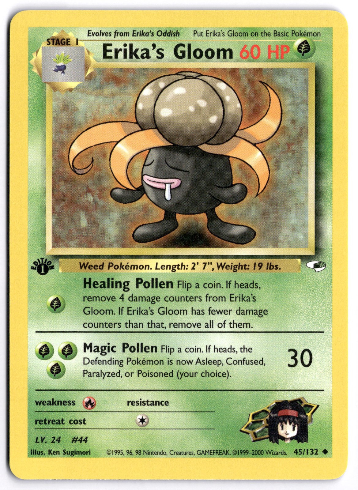 Pokémon 1st Edition Erika's Gloom (45) Uncommon Gym Heroes 045/132 NM